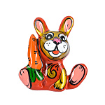 0069869 Хохлома Скульптура "КРОЛИК С МОРКОВКОЙ" 5*3*6см 9435.23 кр кудрина