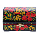 0023051/120*80 Хохлома Шкатулка- СУНДУЧОК  "ПТИЦА.МАЛИНА" Р2