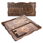 0059035  Нат.дерево 60*30см НАРДЫ резные "РОССИЯ" с мечетью