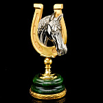 0016314 Златоуст Сувенир "Подкова на счастье" голова лошади Нефрит