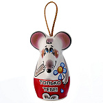 0054661  Сувенир КОЛОКОЛЬЧИК "КРЫСЕНОК В ШТАНАХ" керамика 