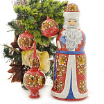 0021045 Хохлома Елочное украшение Комплект "Дед Мороз" №5 4предм. (к/изд.) 65390000004