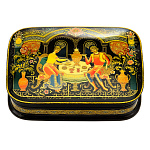 0050530-13*9см  Лаковая миниатюра Палех ШКАТУЛКА "Чаепитие" Седова