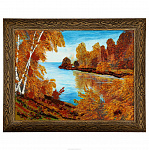Картина с янтарем и каменной крошкой "Золотая осень" 60х80 см