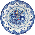 26221 Гжель ЧАСЫ"ТАРЕЛКА" 26,5см Авт. Алехин С.С. (0504)