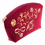 Косметичка бархатная "Букет". Бордовая с золотой вышивкой, фотография 5. Интернет-магазин ЛАВКА ПОДАРКОВ