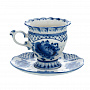 Чайная пара "Пробуждение". Гжель, фотография 1. Интернет-магазин ЛАВКА ПОДАРКОВ