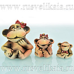 0030797/9,5см Статуэтка изделия из глины ОБЕЗЬЯНА в ассортименте h=9,5см