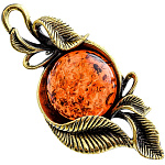 0045146/1668.4 Брошь Ива Круг (коньячный)