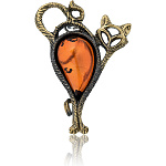 0051094/1337.4 Брошь Кошка Капля (коньячный)