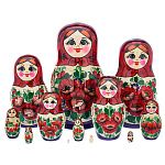 00151558/12м 25см МАТРЕШКА СЕМЕНОВСКАЯ "Россиянка" красный платок 25см