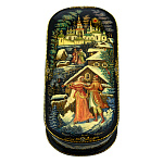 0071600/12*6см  Лаковая миниатюра Палех ШКАТУЛКА ЗИМА Белова