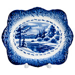  Гжель Тарелка сувенирная настенная ЗИМА 18*15 см