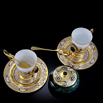 6824 Златоуст Набор Кофейный "Корона" на 2перс., сахарн.Нефрит, в П/У