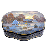 /17*12*4см Художественная роспись Шкатулка "Зимний пейзаж" фигурная/140