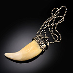 0059525 АМУЛЕТ НА ЦЕПОЧКЕ 6-7см  клык медведя, благород.металл