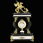 0049963 Нат.камень ЧАСЫ АЖУРНЫЕ "Г.ПОБЕДОНОСЕЦ" бел.мрамор