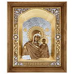 0070808 ИКОНА в киоте "БМ КАЗАНСКАЯ" береза, поталь 38*32 см