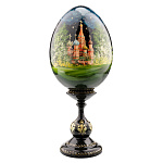 Деревянное пасхальное яйцо на подставке "Москва. Храм Василия Блаженного"