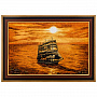 Картина янтарная "Корабль-парусник" 60х40 см, фотография 1. Интернет-магазин ЛАВКА ПОДАРКОВ