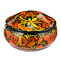 Деревянная круглая шкатулка с росписью "Клубника". Хохлома, фотография 3. Интернет-магазин ЛАВКА ПОДАРКОВ