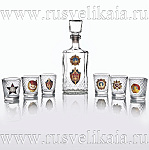 -6п Сувенир Набор СТОПОК с ГРАФИНОМ "Россия" на 6п в ассортименте в П/У