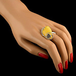 720071/сваровски/6,84г  Серебро 925* КОЛЬЦО вст.Янтарь сваровски