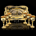 0049495 Златоуст Набор (Лоток, 6 рюмок малых) NAW - 4554