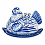Масленка "Курочка". Гжель, фотография 4. Интернет-магазин ЛАВКА ПОДАРКОВ