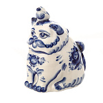 006381 Гжель Копилка "КОТ С ПТИЧКОЙ"