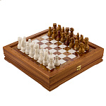 Шахматы с полем и фигурами из камня 33х33 см