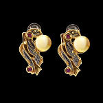 821952/4,24г  Серебро 925* СЕРЬГИ вст. Янтарь фианит р/п