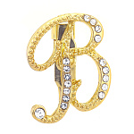 0071353/ДББКВ516893  Бижутерия БРОШЬ БУКВА"В" золотая