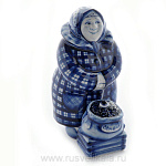 7755 Гжель Скульптура "Семечки"  16*8см Авт.Черновы Л.и В   