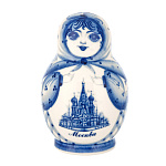 0012579-С261 Гжель Сувенир "Матрешка. Москва. ХХС" большая 13см