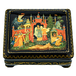 0071604/11*9см Лаковая миниатюра Палех ШКАТУЛКА "Царь Салтан" Захарова