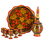 12007 Хохлома ВОДОЧНЫЙ НАБОР "Ягодки" 6п(8пр) (черный фон)