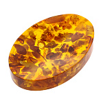 0074112 Янтарь МЫЛЬНИЦА овал,  янтарь в полиэф смоле, 110*80 мм темн