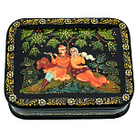 0065139-9*7см  Лаковая миниатюра Палех ШКАТУЛКА "ПАРОЧКА" Бахирева