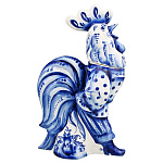 Штоф фарфоровый с росписью "Петух". Гжель