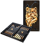 200727 Нардовая доска "ТИГР" из коллекции Легенды мира,кейс (янтарь, мореный дуб)640*600*80