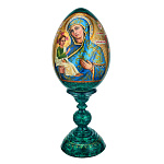 Деревянное пасхальное яйцо на подставке "Божья Матерь Иерусалимская. Вход в Иерусалим"