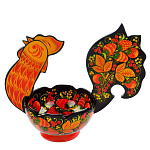 3157/22*24*13см  Хохлома КОВШ "ПЕТУШОК" 22*24*13см 