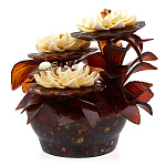 0057071-НП/11 Янтарь Сувенир ИКЕБАНА "НИМФЕИ" в вазе