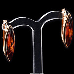 821178/5,32г  Серебро 925* СЕРЬГИ вст.Янтарь позолота