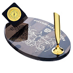 0021298/без шара Обсидиан ЧАСЫ настольные с картой РФ+подс..под ручку