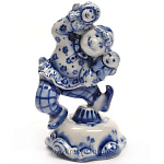 10467 Гжель Скульптура "Скоморох с куклами" 10*6см Авт.Черновы Л.и В 