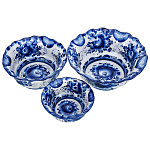 0072912 ГЖЕЛЬ Набор салатников ЦВЕТЫ большой 3 шт в коб 