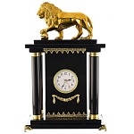 0062144/20*12*33см  Обсидиан Часы "Лев" бронза