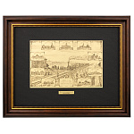 Офорт черно-белый "Прибытие первого поезда" 25х32 см